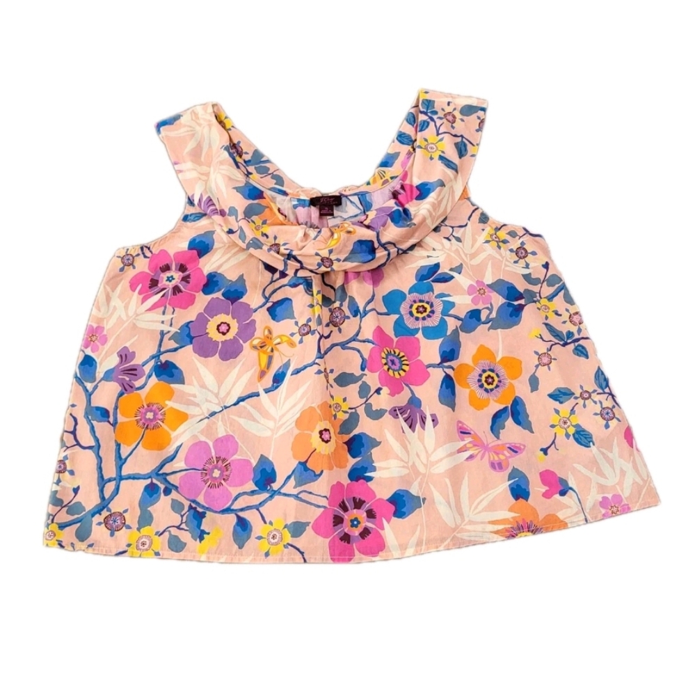 J.Crew Liberty Fabric Floral Sleeveless Ruffle Top Small Bloomcore Cottage Cowl